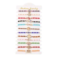 Tibetan Style Bracelet Set, with Polyester Cord & Crystal, plated, 12 pieces & Bohemian style & for woman & with rhinestone, Length:Approx 7-11 Inch, Sold By Set