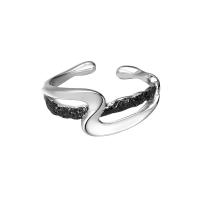 925 Sterling Silver Cuff Finger Ring platinum plated fashion jewelry & adjustable & for woman US Ring .5-7.5 Sold By PC