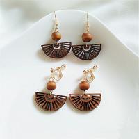 Wood Earring, fashion jewelry & for woman, 48x30mm, Sold By Pair