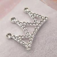 DIY Jewelry Supplies, Tibetan Style, Crown, silver color plated, with rhinestone, nickel, lead & cadmium free, 29x24mm, 10PCs/Bag, Sold By Bag