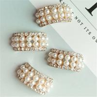 DIY Jewelry Supplies Zinc Alloy with Plastic Pearl plated with rhinestone nickel lead & cadmium free Sold By Bag