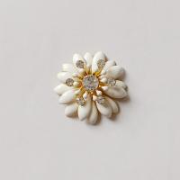 DIY Jewelry Supplies, Tibetan Style, Flower, gold color plated, enamel & with rhinestone, nickel, lead & cadmium free, 30x30mm, 10PCs/Bag, Sold By Bag