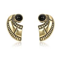 Tibetan Style Stud Earring, with Lampwork, antique gold color plated, fashion jewelry & for woman, nickel, lead & cadmium free, 39x24mm, Sold By Pair