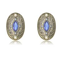 Tibetan Style Stud Earring, with Crystal, antique gold color plated, fashion jewelry & for woman, more colors for choice, nickel, lead & cadmium free, 31x31mm, Sold By Pair