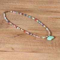Halskettingen met edelstenen, Amazoniet, met Edelsteen, mode sieraden & voor vrouw, gemengde kleuren, Lengte Ca 45 cm, Verkocht door PC