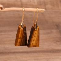 Natural Gemstone Earrings, Natural Stone, with Iron, Trapezium, gold color plated, fashion jewelry & different materials for choice & for woman, more colors for choice, 26-50mm, Sold By Pair