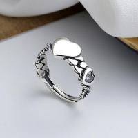 925 Sterling Silver Finger Rings, Heart, fashion jewelry & for woman, nickel, lead & cadmium free, 8mm, Sold By PC