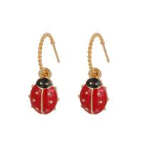 Stainless Steel Drop Earring 304 Stainless Steel Ladybug 18K gold plated fashion jewelry & for woman golden Sold By Pair