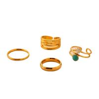 Vinger Ring in edelstaal, 304 roestvrij staal, plated, 4 stuks & mode sieraden & voor vrouw, gouden, Verkocht door Bag
