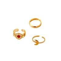 Rustfrit stål fingre Ringe, 304 rustfrit stål, forgyldt, tre stykker & mode smykker & for kvinde, gylden, Solgt af Bag