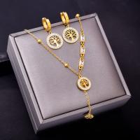 Smycken uppsättningar, Titan Stål, plated, olika stilar för val & för kvinna & med strass, gyllene, Säljs av PC