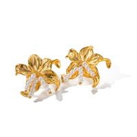 Edelstahl Ohrringe, 304 Edelstahl, mit Kunststoff Perlen, Seestern, Modeschmuck & für Frau, goldfarben, 25.10mm, verkauft von Paar