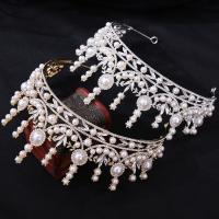 Bridal Tiaras, Tibetan Style, with Crystal & Plastic Pearl, fashion jewelry & for woman & with rhinestone, more colors for choice, nickel, lead & cadmium free, Inner Diameter:Approx 160mm, Sold By PC