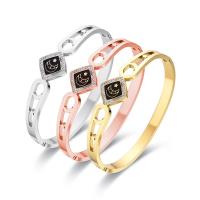 Titanium Steel Bracelet & Bangle Rhombus Vacuum Ion Plating for woman & with rhinestone Inner Approx Sold By PC