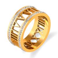 Rhinestone-Edelstahl -Finger-Ring, 316 L Edelstahl, verschiedene Größen vorhanden & für Frau & mit Strass & hohl, keine, 10mm, verkauft von PC