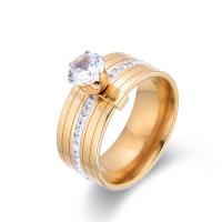 Rhinestone-Edelstahl -Finger-Ring, 316 L Edelstahl, verschiedene Größen vorhanden & für Frau & mit Strass, keine, verkauft von PC