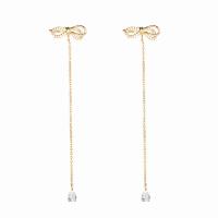 Cubic Zirconia Micro Pave Brass Earring, Bowknot, real gold plated, fashion jewelry & micro pave cubic zirconia & for woman, more colors for choice, nickel, lead & cadmium free, 81x13mm, Sold By Pair