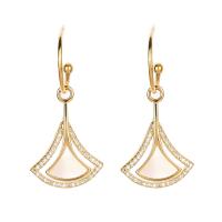 Cubic Zirconia Micro Pave Brass Earring, real gold plated, fashion jewelry & micro pave cubic zirconia & for woman, nickel, lead & cadmium free, 37x16mm, Sold By Pair