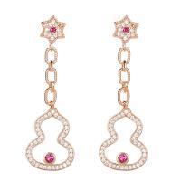 Cubic Zirconia Micro Pave Brass Earring Calabash real gold plated fashion jewelry & micro pave cubic zirconia & for woman rose gold color nickel lead & cadmium free Sold By Pair