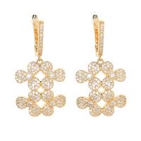 Cubic Zirconia Micro Pave Brass Earring, Flower, real gold plated, fashion jewelry & micro pave cubic zirconia & for woman, nickel, lead & cadmium free, 32x16mm, Sold By Pair