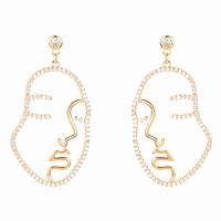 Cubic Zirconia Micro Pave Brass Earring Face real gold plated fashion jewelry & micro pave cubic zirconia & for woman nickel lead & cadmium free Sold By Pair