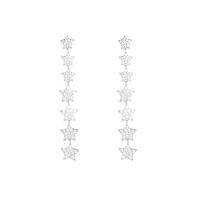Cubic Zirconia Micro Pave Brass Earring Star platinum plated fashion jewelry & micro pave cubic zirconia & for woman nickel lead & cadmium free Sold By Pair