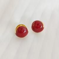 Brass Stud Earring Round plated fashion jewelry & enamel nickel lead & cadmium free Sold By Pair