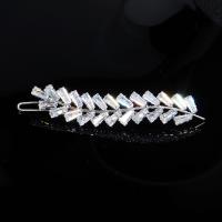 Hair Slide Zinc Alloy Leaf micro pave cubic zirconia & for woman nickel lead & cadmium free Sold By PC