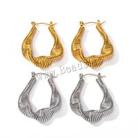 Stainless Steel Hoop Earring, 304 Stainless Steel, Vacuum Ion Plating, fashion jewelry & for woman, more colors for choice, 35.40x8.60mm, Sold By Pair