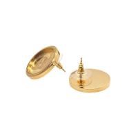 Stainless Steel Earring Stud Component, 304 Stainless Steel, Vacuum Ion Plating, fashion jewelry & DIY & for woman, golden, 18mm, Sold By Pair