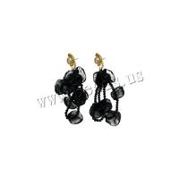 Zinc Alloy Drop Earrings with Lace & Plastic Pearl 925 sterling silver post pin gold color plated fashion jewelry & for woman Sold By Pair