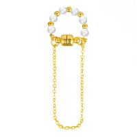 Tibetan Style Earring Clip, with Plastic Pearl, gold color plated, fashion jewelry & for woman, two different colored, 100mm, Sold By PC