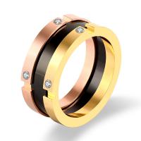 Rhinestone нержавеющей стали палец кольцо, Нержавеющая сталь 316, Кольцевая форма, разный размер для выбора & Женский & со стразами, Много цветов для выбора, 8mm, продается PC