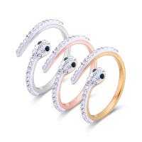 nehrđajućeg Čelik vještački dijamant Finger Ring, 316L Stainless Steel, Zmija, različite veličine za izbor & za žene & emajl & s Rhinestone, više boja za izbor, Prodano By PC