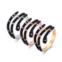 Rhinestone Stainless Steel Finger Ring 316L Stainless Steel Snake Vacuum Ion Plating & for woman & with rhinestone Sold By PC