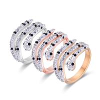 Rhinestone Stainless Steel Finger Ring 316L Stainless Steel Snake Vacuum Ion Plating & for woman & enamel & with rhinestone Sold By PC