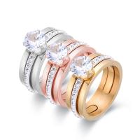 Rhinestone-Edelstahl -Finger-Ring, 316 L Edelstahl, Raute, verschiedene Größen vorhanden & für Frau & mit Strass, keine, verkauft von PC