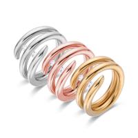Rhinestone Stainless Steel Finger Ring, 316L Stainless Steel, Donut, Vacuum Ion Plating, different size for choice & for woman & with rhinestone, more colors for choice, Sold By PC
