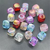 Plated Acrylic Beads, Square, DIY, more colors for choice, 14mm, 200PCs/Bag, Sold By Bag