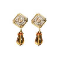 Zinc Alloy Stud Earring with Crystal & Acrylic fashion jewelry & for woman & with rhinestone golden nickel lead & cadmium free Sold By Pair