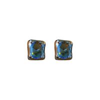 Goujon Laiton, bijoux de mode & pavé de micro zircon & pour femme, bleu, protéger l'environnement, sans nickel, plomb et cadmium, 10x9mm, Vendu par paire