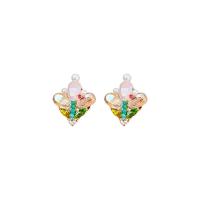 Tibetan Style Stud Earring, with Crystal & Plastic Pearl, fashion jewelry & for woman & with rhinestone, multi-colored, nickel, lead & cadmium free, 22x19mm, Sold By Pair