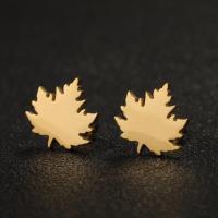 Stainless Steel Stud Earrings, 304 Stainless Steel, Maple Leaf, Vacuum Ion Plating, fashion jewelry & for woman, more colors for choice, 12x12mm, Sold By Pair