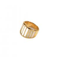 Stainless Steel Finger Ring 316L Stainless Steel with Shell 18K gold plated fashion jewelry & Unisex golden Sold By PC