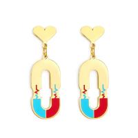 Stainless Steel Drop Earring 304 Stainless Steel Vacuum Ion Plating fashion jewelry & for woman & enamel multi-colored Sold By PC