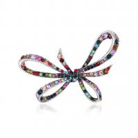 Zinc Alloy Brooches Bowknot polished fashion jewelry & for woman & with rhinestone multi-colored Sold By PC