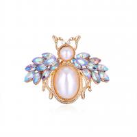 Zinc Alloy Brooches with Plastic Pearl Bee gold color plated fashion jewelry & for woman & with rhinestone multi-colored Sold By PC