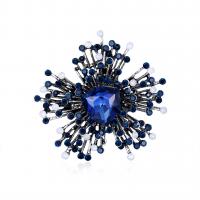 Zinc Alloy Brooches with Resin Rhinestone antique silver color plated fashion jewelry & for woman & with rhinestone blue Sold By PC