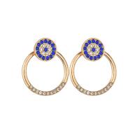Tibetan Style Stud Earring, gold color plated, fashion jewelry & for woman & with rhinestone, more colors for choice, Sold By Pair