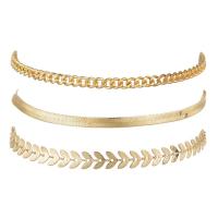 Bracelet de cheville en alliage de zinc, Placage de couleur d'or, trois pièces & bijoux de mode & pour femme, doré, Vendu par fixé